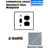 Leviton 84005-40 Wallplate 2-Gang 1-Toggle 1-Duplex Standard Size 302 Stainless Steel - Stainless Steel (Pkg of...
