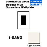 Leviton 80301-ST Wallplate 1-Gang Decora Screwless Standard Size Poly Carbonate - Light Almond (Pkg of 25)