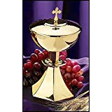 Six-Sided Base Ciborium with Cross Cover Brass/Gold Plate &# Diax H with Cover