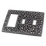 Vicenza Designs WP7012 San Michele Wall Plate with Double Toggle and Dimmer Opening, Antique Silver